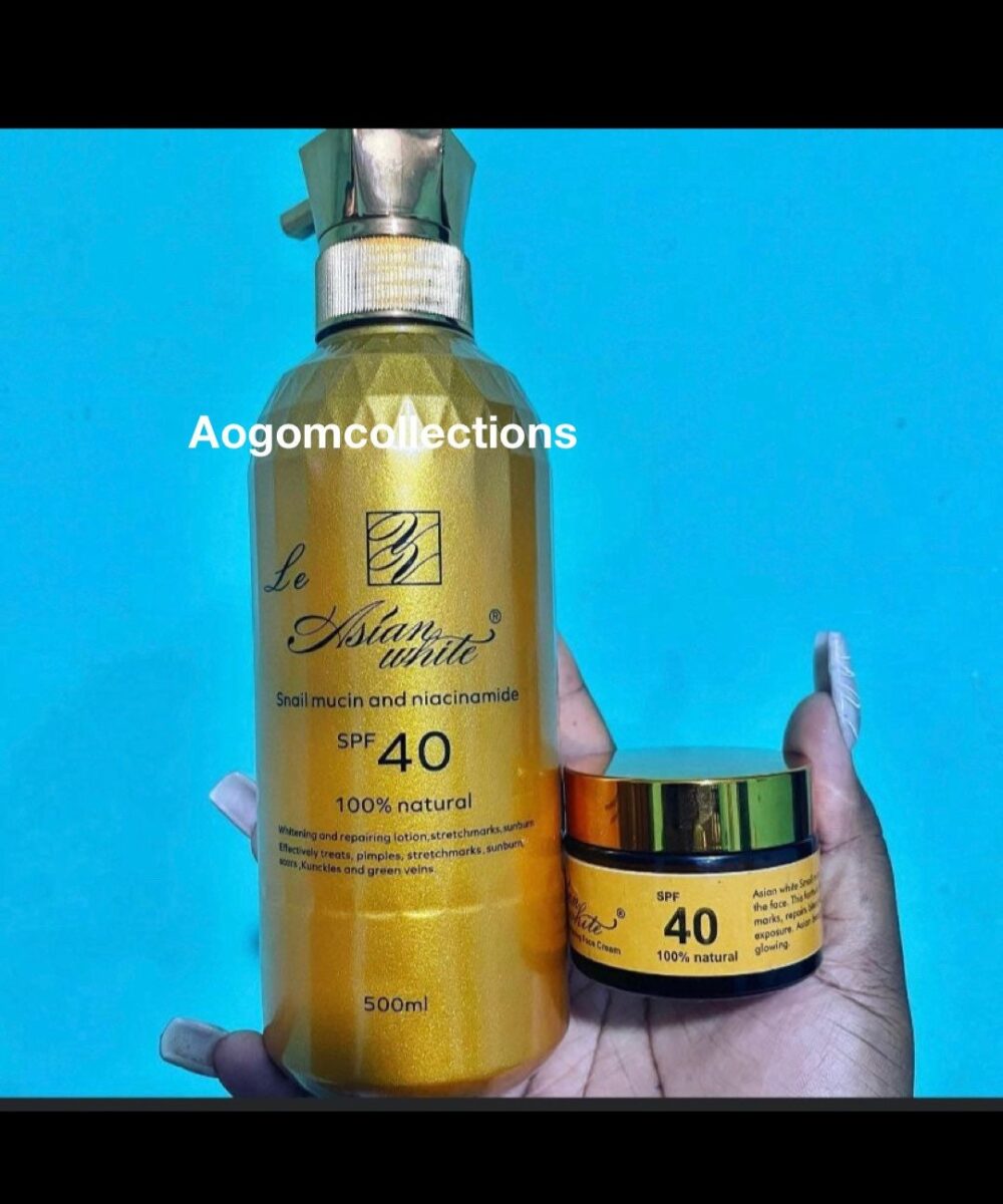 2 PCs Asian White Snail Mucin And Niacinamide Whitening Lotion SPF40 with face cream 500ml