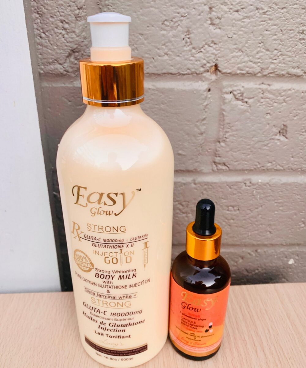 2 pcs Easy Glow Strong Gluta C 150000mg Injection Gold Whitening Lotion with serum