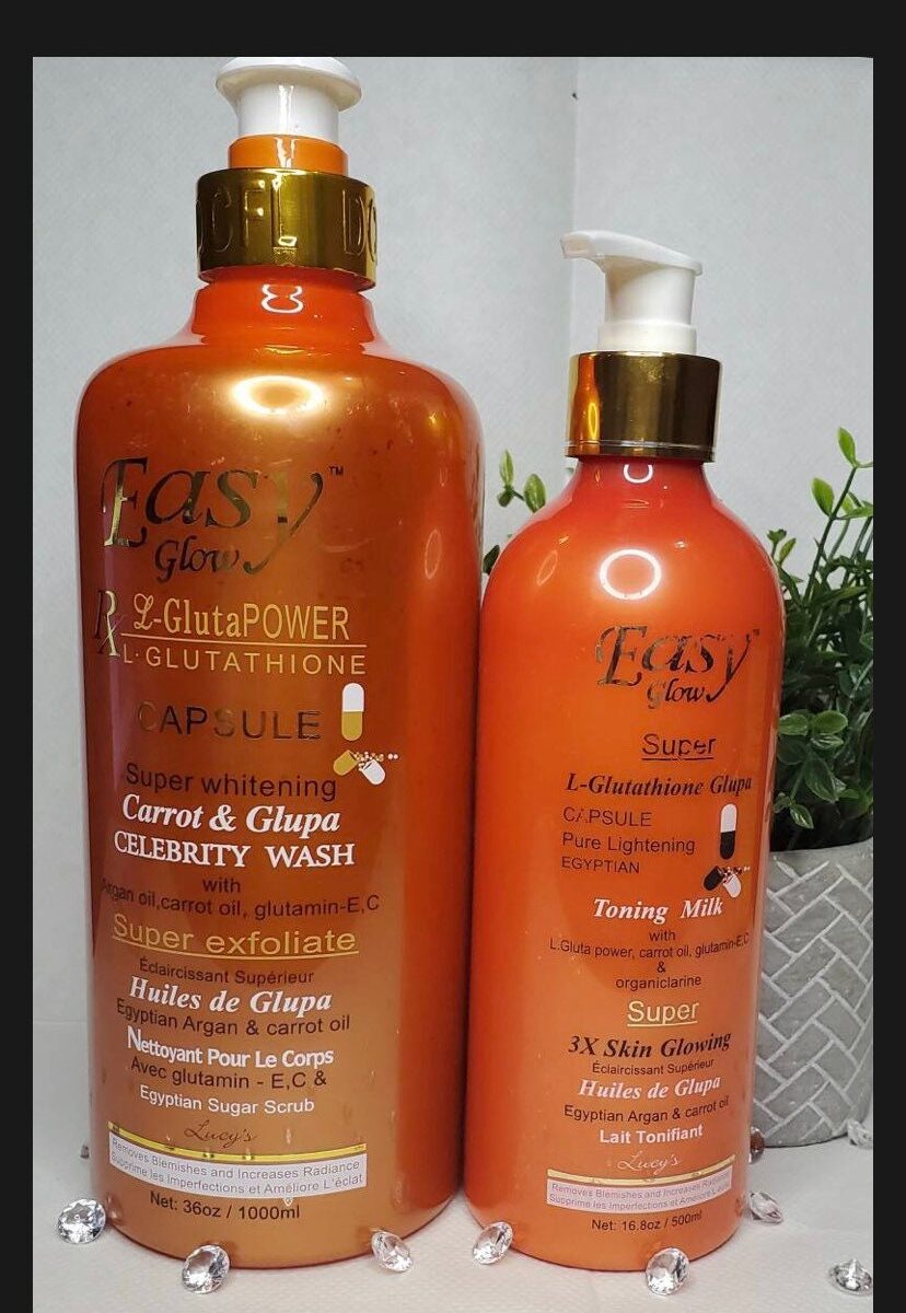 2 PCs Easy Glow Super Whitening L Glutathione Toning Milk With Carrot Extract Set