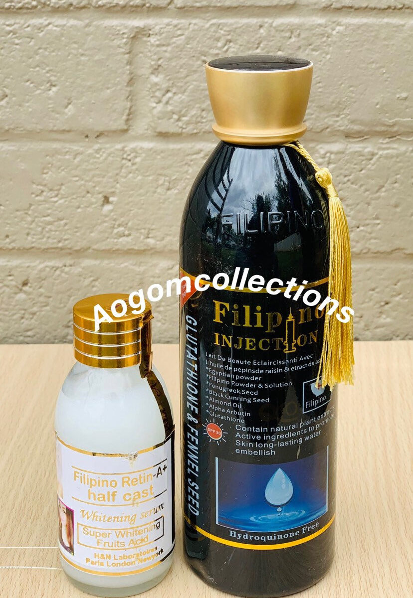 2 PCs Filipino injection strong whitening body lotion 500ml: glutathion, fennel seed and active serum