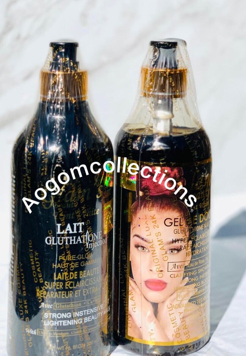 2 PCs Glam’s 24k super, luxury, powerful whitening 100% body lotion and shower gel