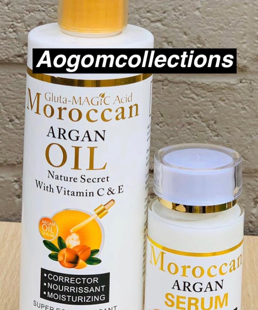 2 PCs Gluta Magic Acid Moroccan Argan Oil Body Lotion Nature Secret with Vitamin C & E Lait Brightening Lotion with serum