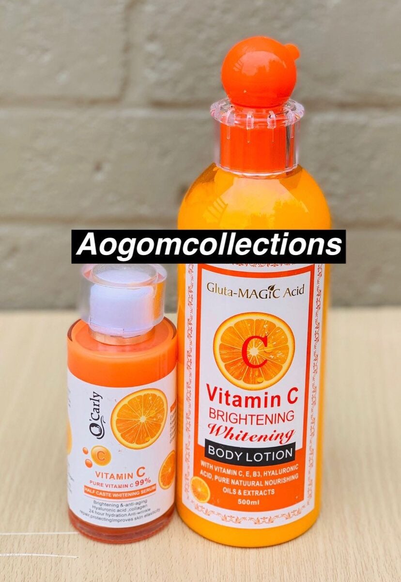 2 PCs Gluta-Magic Acid Vitamin C Brightening Whitening Body Lotion With whitening serum