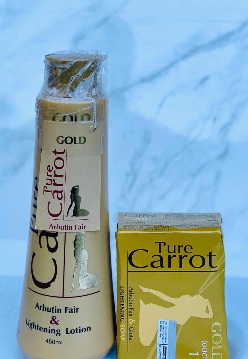2 PCs Gold Pure Carrot – Arbutin Fair And Lightening Lotion With soap