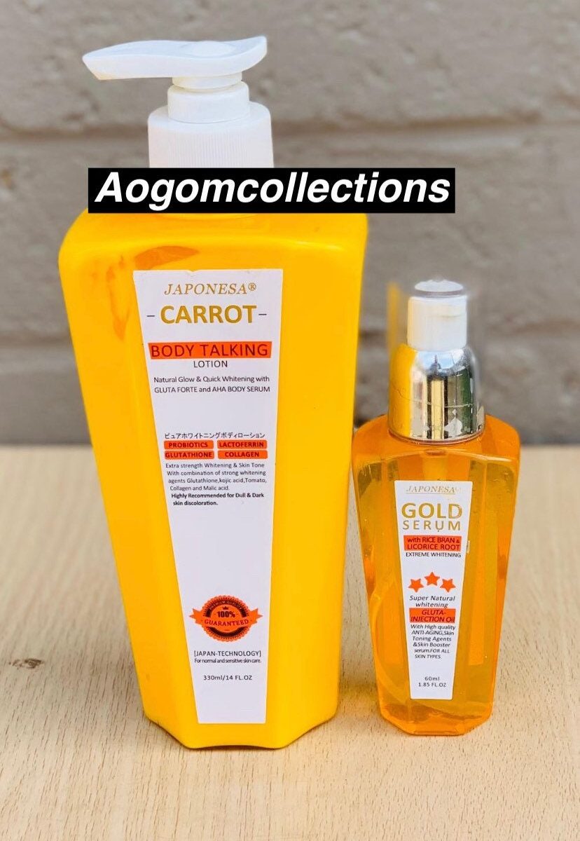 2 PCs Japonesa body talking super whitening carrot lotion and AHA serum With vitamin C