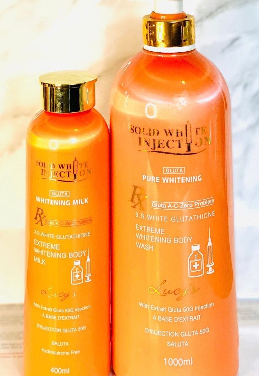 2 PCs Solid White Extreme Whitening Body Milk And Body Wash,super bleaching set