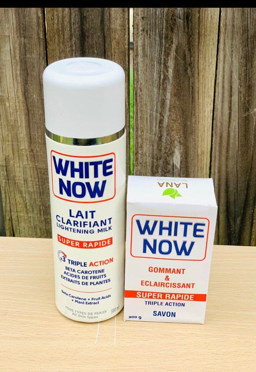 2 PCs White now lait Clarifiant triple action whitening body lotion 500ml with soap
