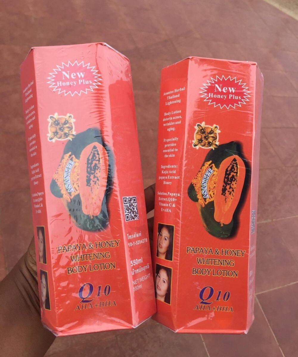 2 pieces Asantee Papaya With Honey Whitening Lotion – AHA, BHA Q10 With soap