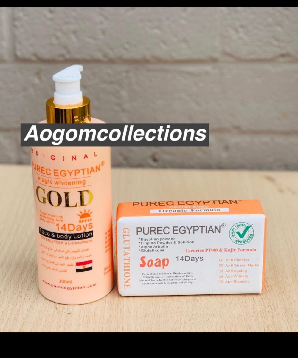 2 Pure egyptian magic whitening gold face &body lotion 300ml With soap