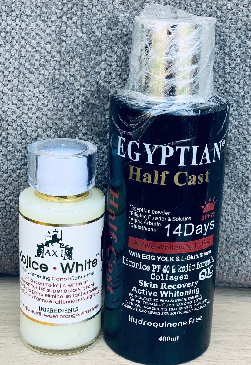 2 set of Egyptian Half Cast Whitening Lotion With Eggyolk 400mL with kojie serum