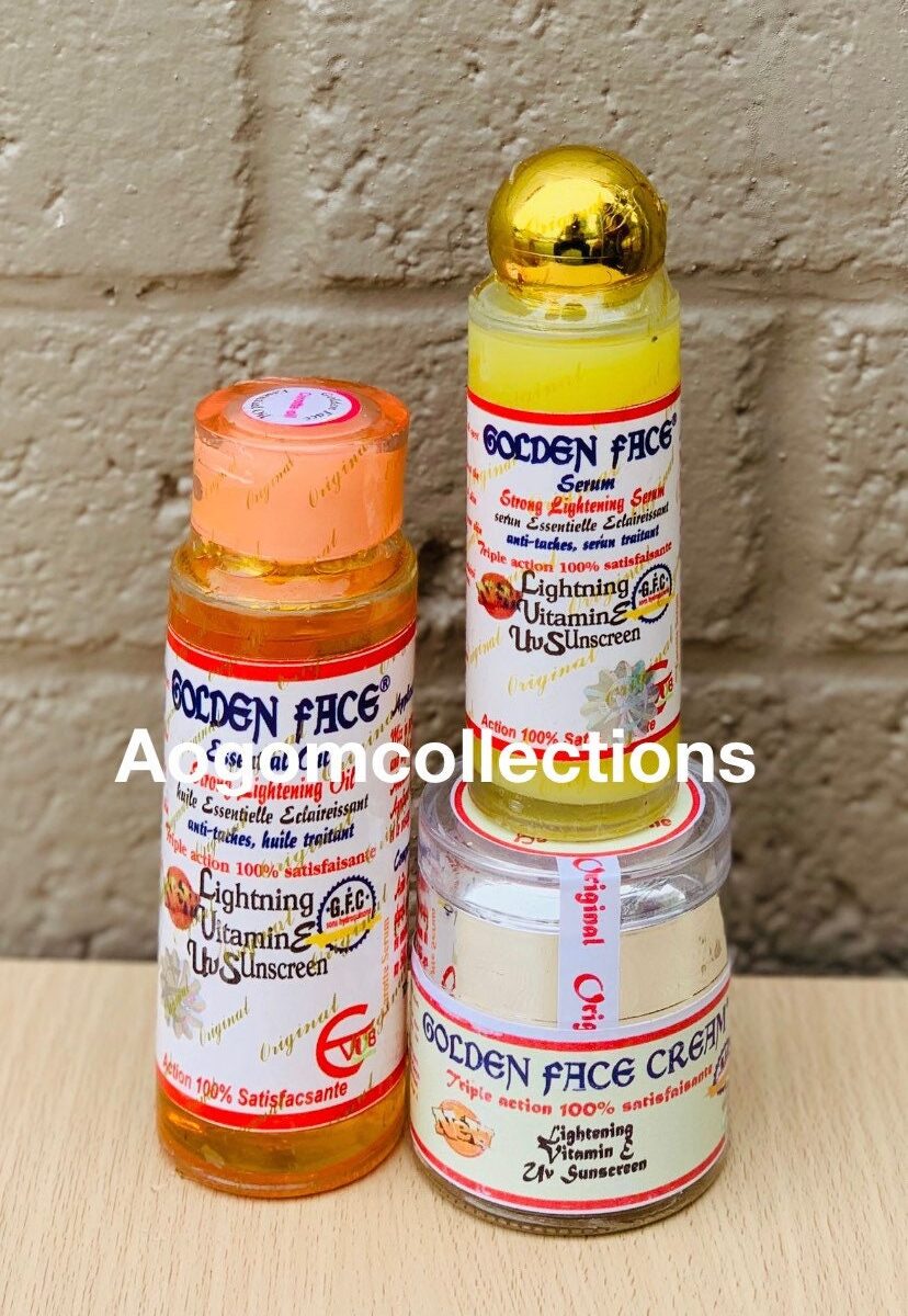 3 Golden face Beauty super whitening Milk set:oil, serum & face cream