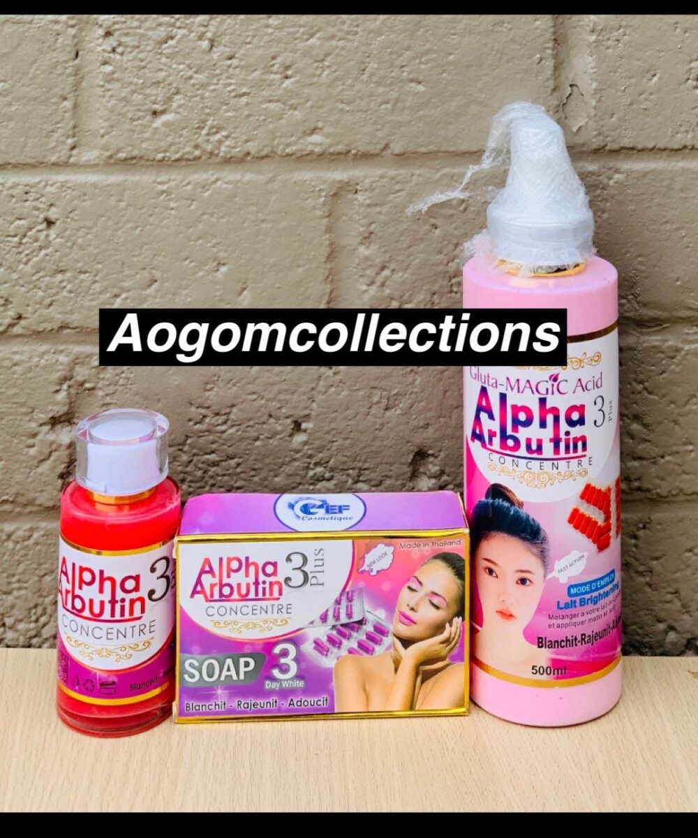 3 PCs Alpha Arbutin 3 PLUS Super whitening Set, lotion, soap and serum
