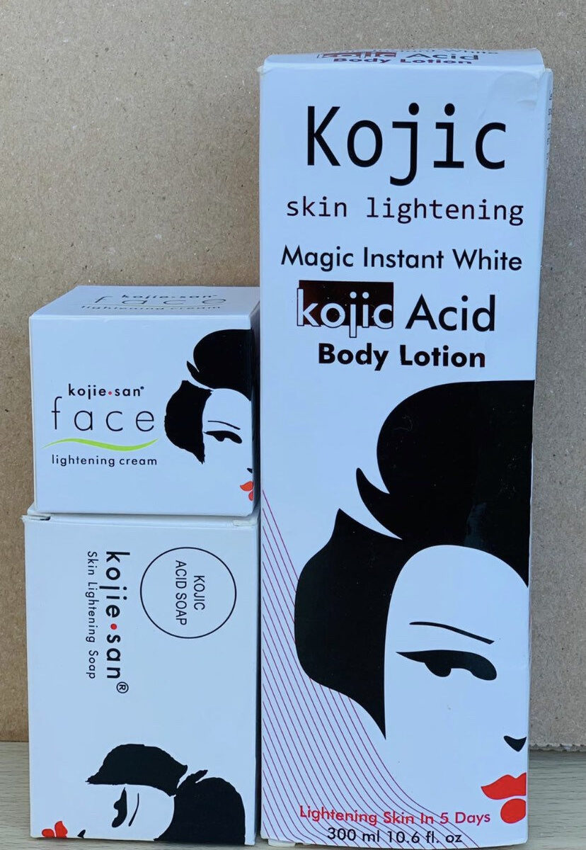 3 PCs of Kojic skin lightening set, lotion, face cream and soap