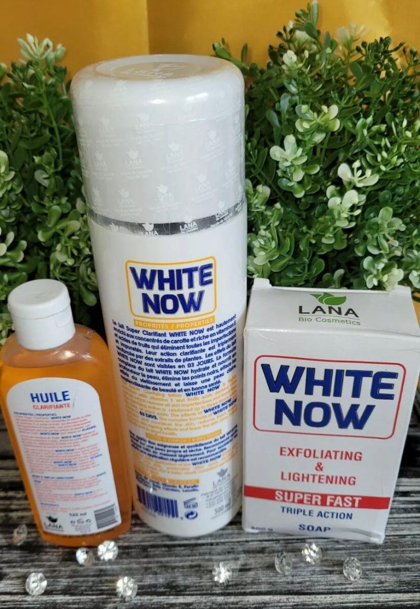3 pcs White now whitening set, lotion, soap and oil