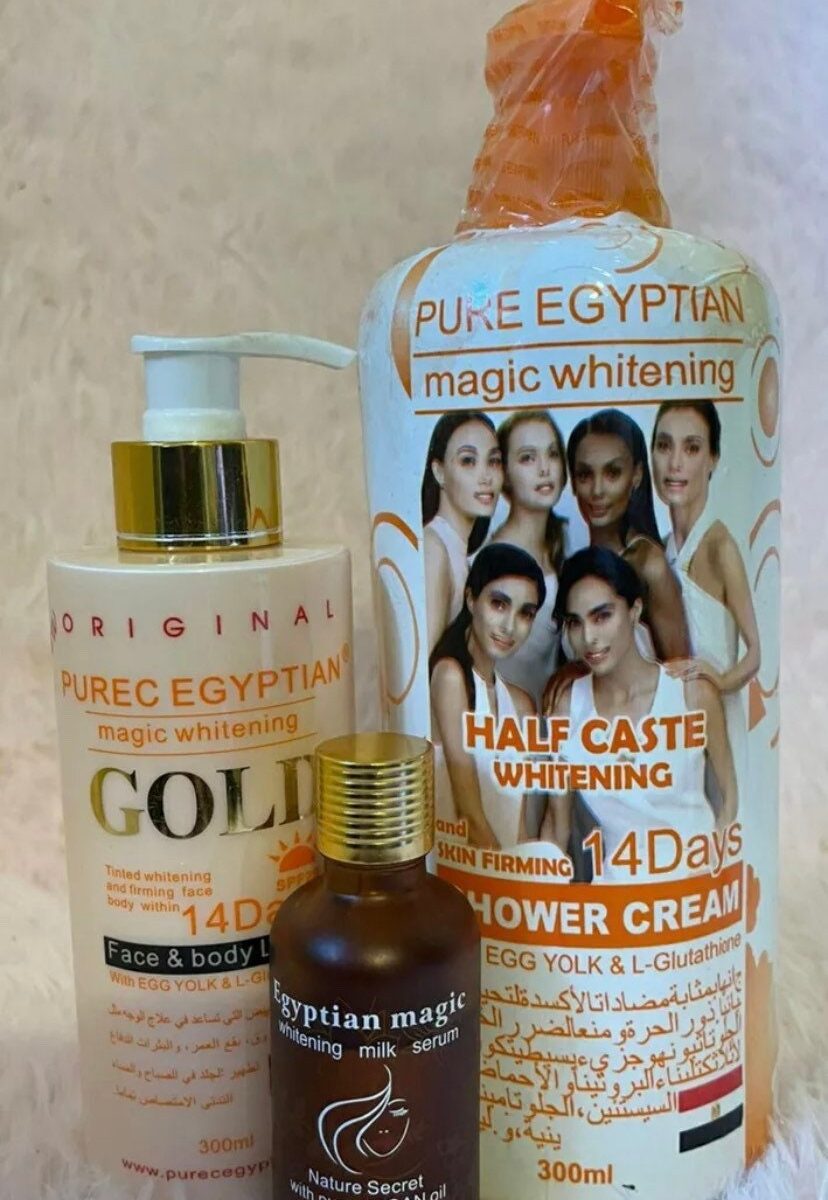 3 set Pure Egyptian Magic Whitening , half caste whitening Shower Gel, Lotion, Serum