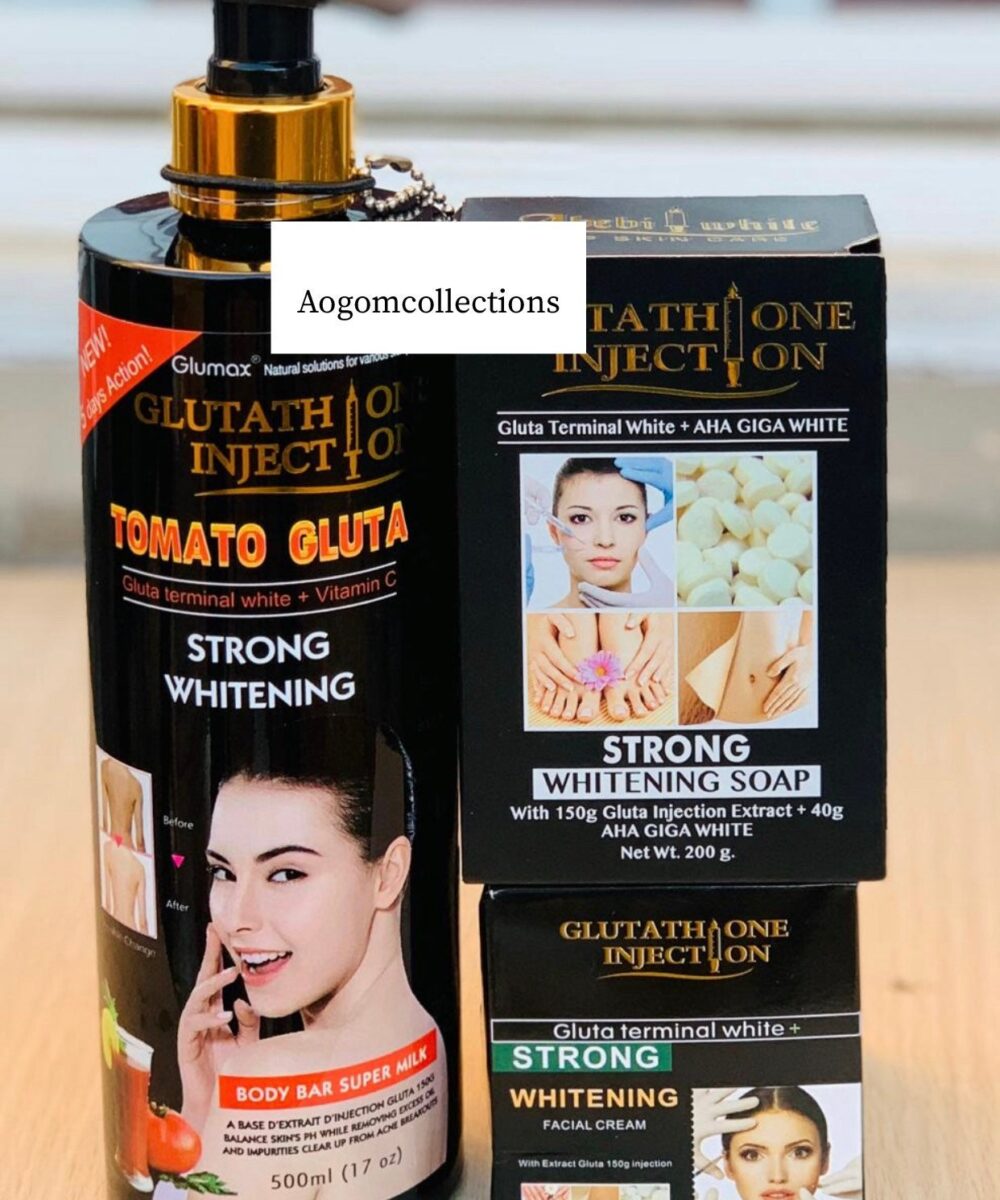 3in 1 Glutathione Injection Gluta tomatoes Terminal WhiteStrong Whitening Milk +soap,face cream