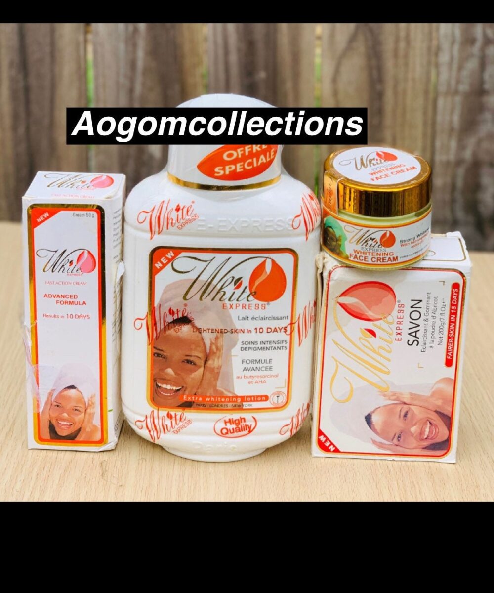 4 in 1 White express super whitening lotion, lotion, tube, soap and face cream