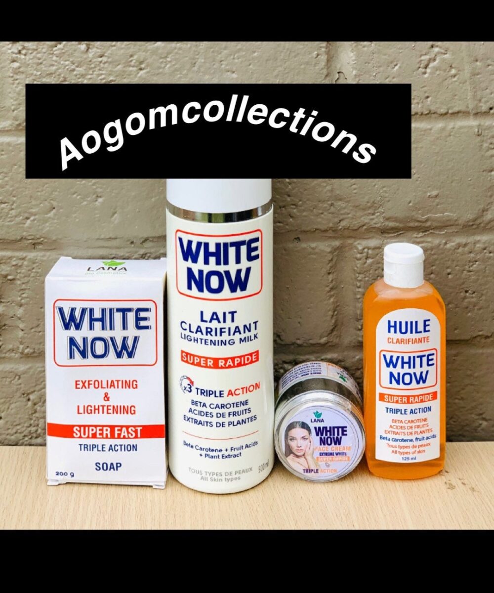 4 PCs White Now super rapid lightening milk 500Ml + white now Oil 125ml + soap + extreme face cream