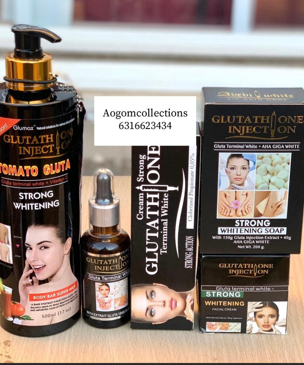 5 in 1 Glutathione Injection Gluta tomatoes Terminal WhiteStrong Whitening Milk +soap,face cream+whitening serum+ tube