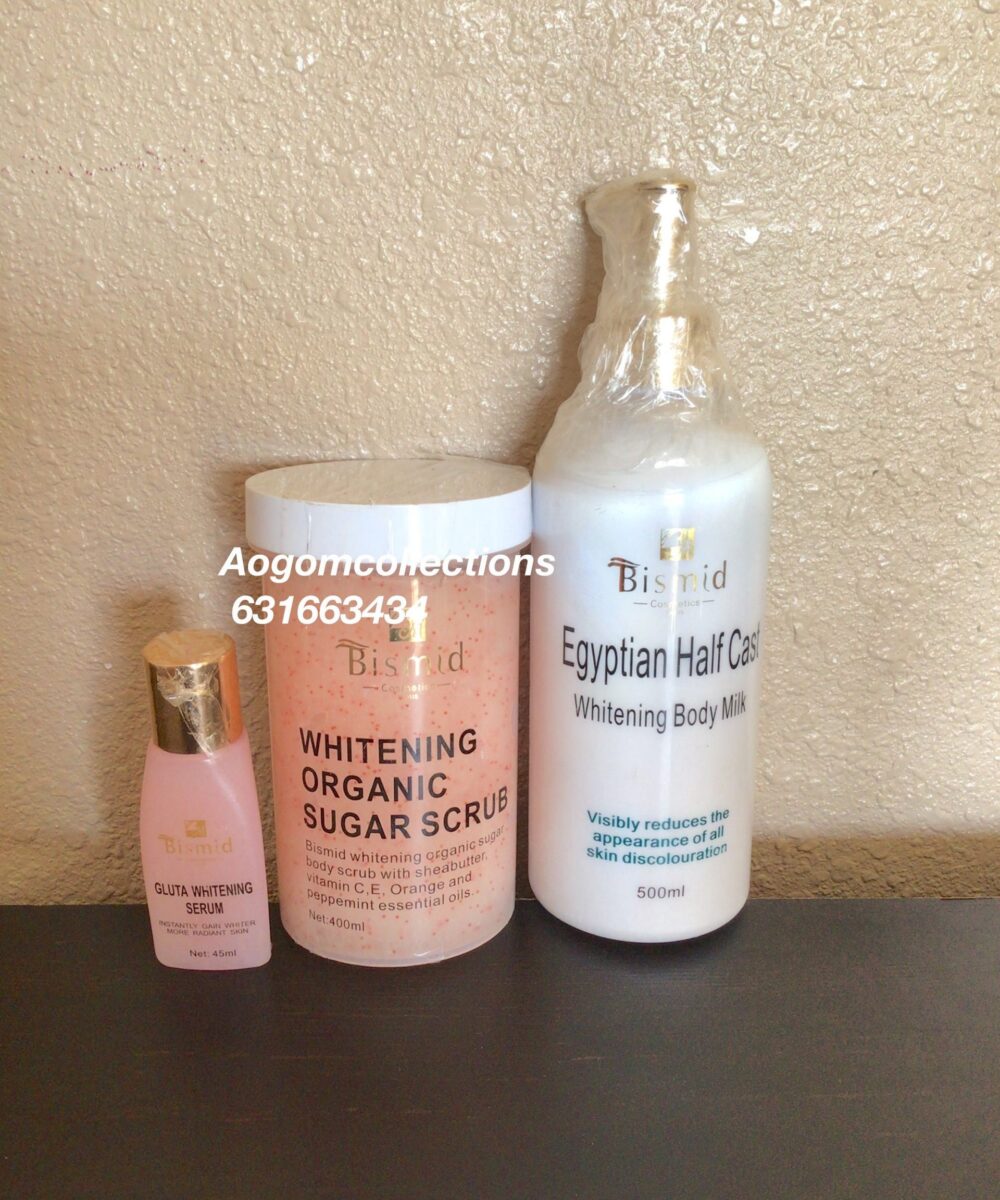 Bismid Whitening lotion set(lotion 500ml,body scrub 400ml,serum 45ml) super whitening set