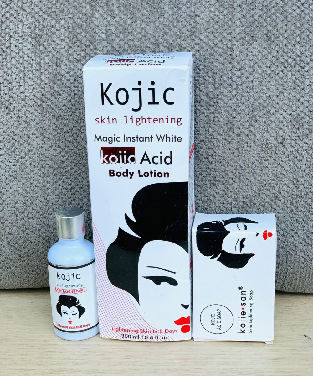 Kojic skin super whitening set. Lotion, soap and serum
