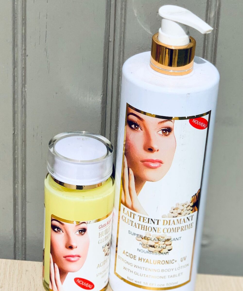 Lait Teint Diamant Glutathione Comprime, Whitening Lotion With Glutathione + Serum