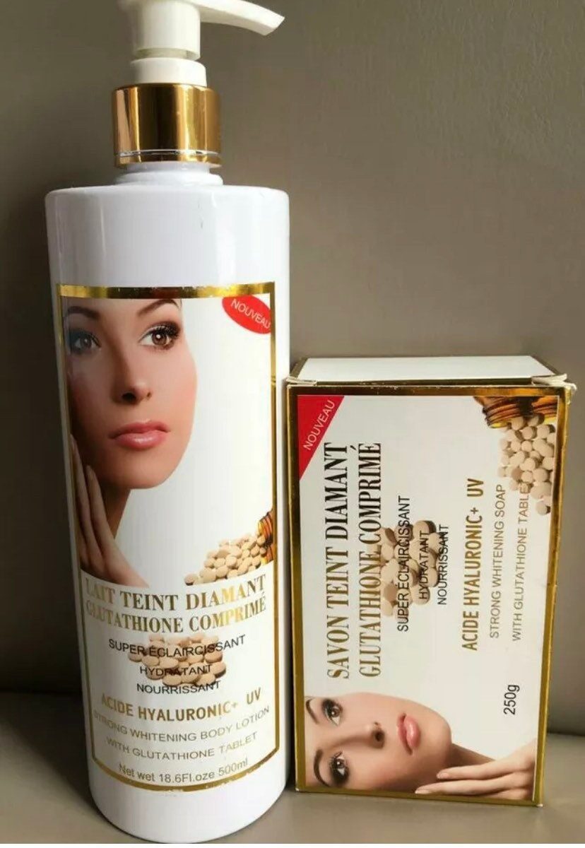 Lait Teint Diamant Glutathione Comprime, Whitening Lotion With Glutathione + Soap