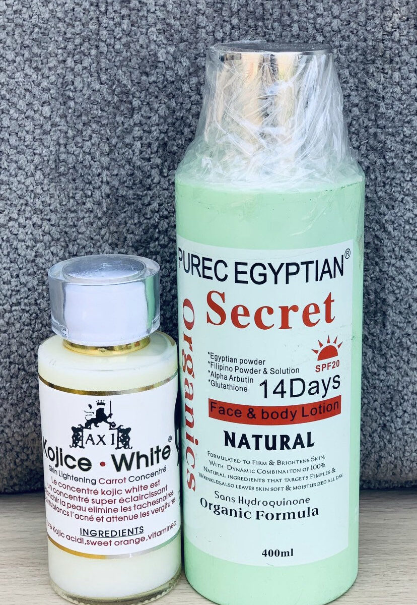 Organic Purec Egyptian secret . 400ml for face and body lotion with kojice whitening serum