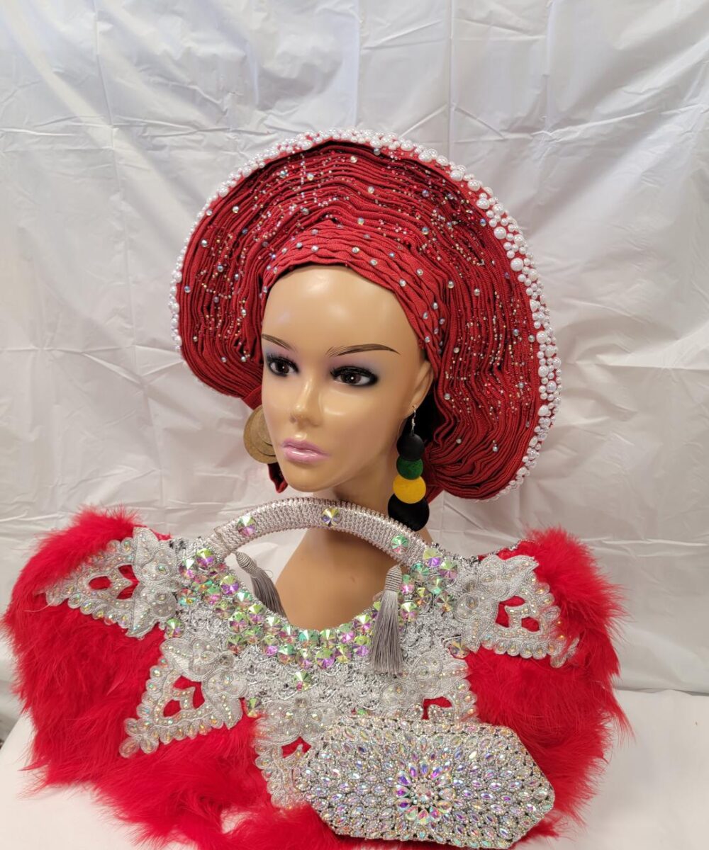 Beautiful Traditional Red Readymade Headtie 18