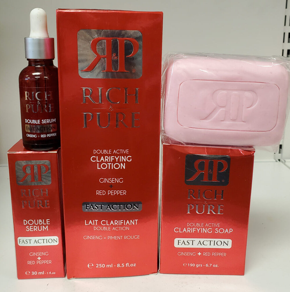 Rich Pure Double Active Clarifying Lotion + Soap + Serum