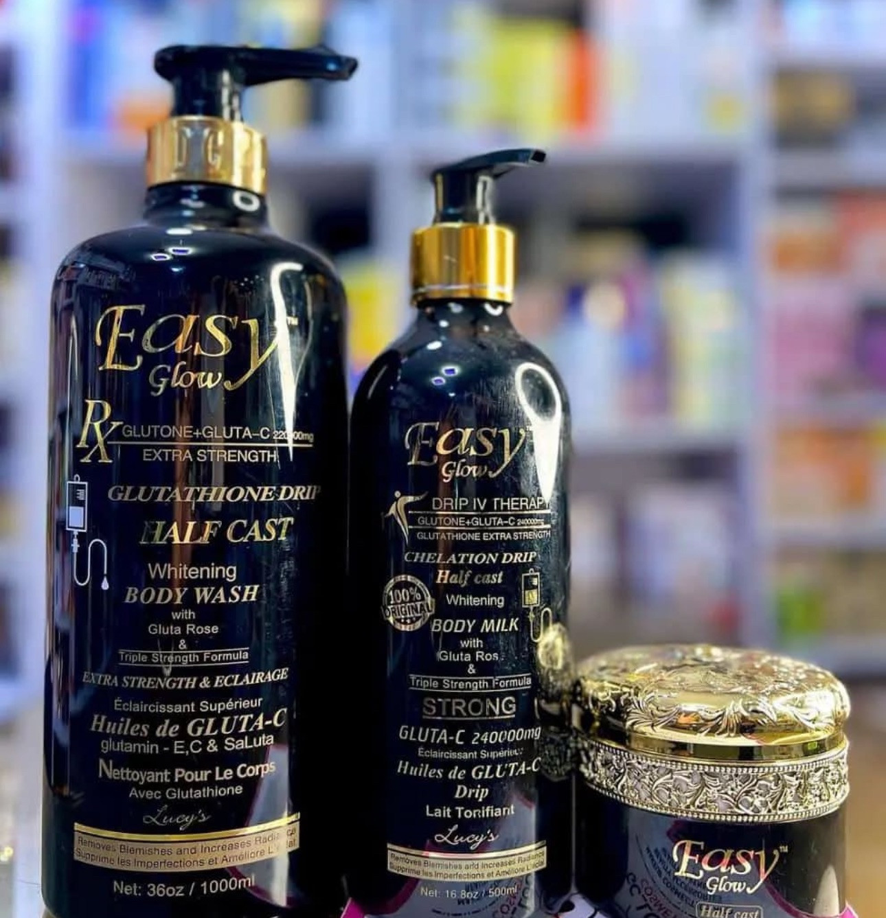 Easy glow set lotion, shower gel, serum, and face cream 3 In 1 Set