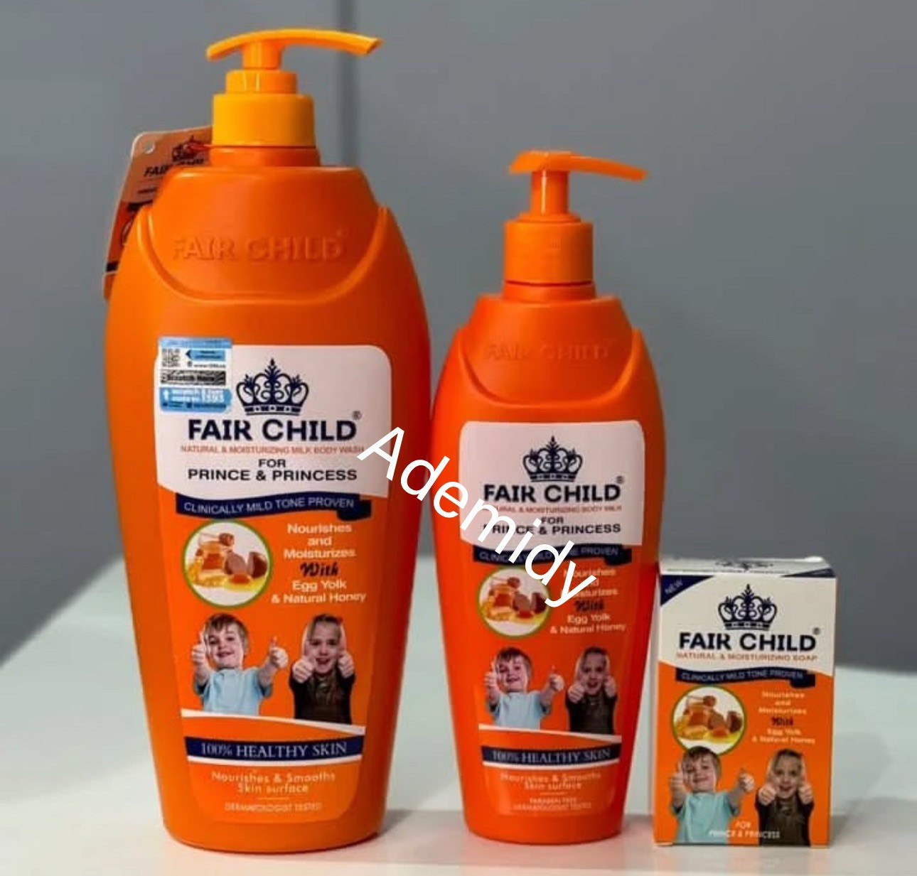 Fair child natural skin tone with egg yolk+ honey body lotion, soap & Shower Gel