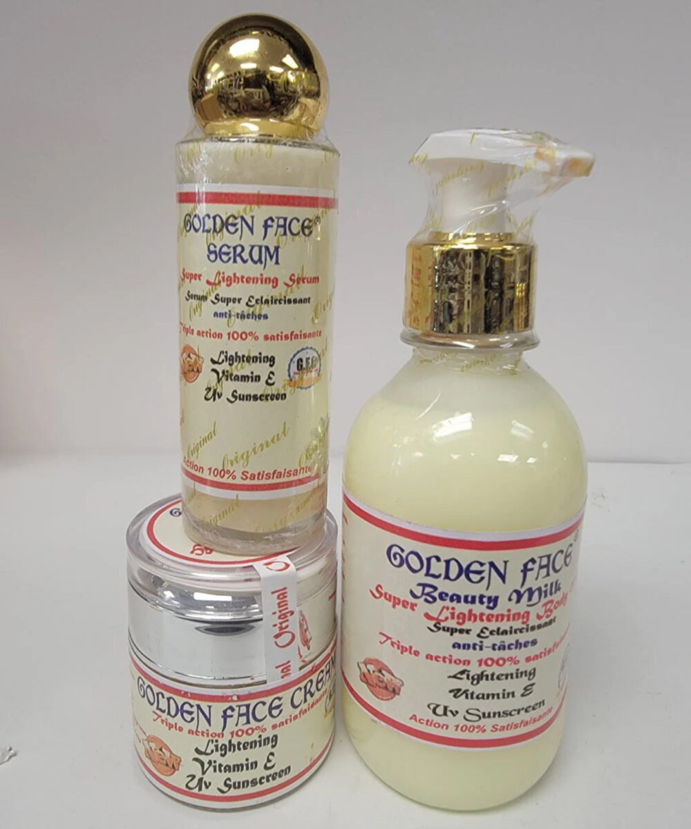 Golden Face Beauty body lotion, serum & Face Cream set. 3 In 1 Set