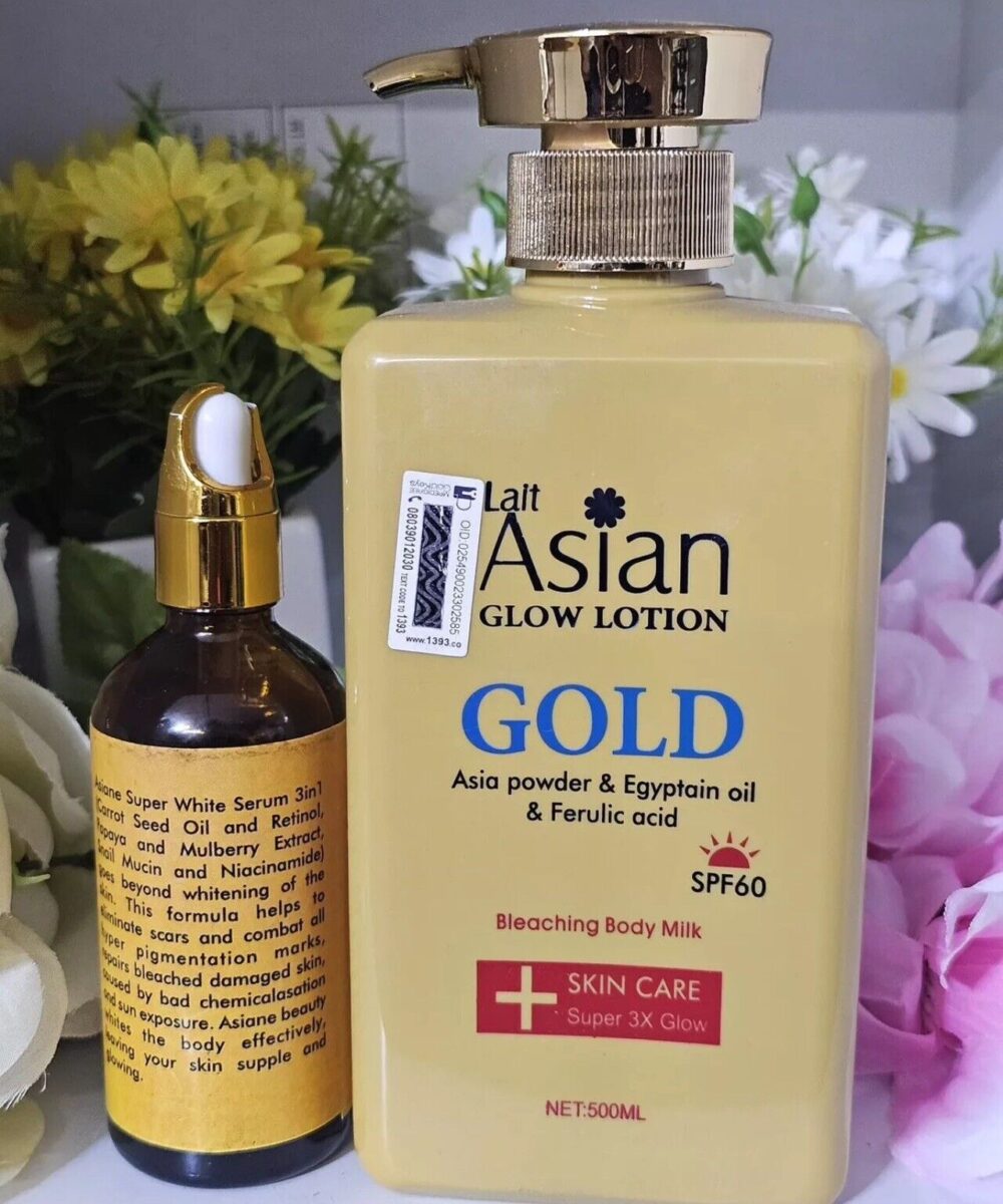 Lait Asian Glow lotion Gold + Le Asian Gold Serum